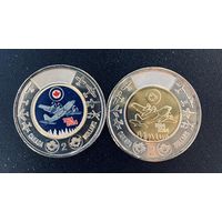 Канада 2 доллара 2024 100 лет ВВС Канады Unc набор 2 монеты