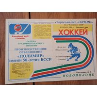 Хоккейная програмка Химик Нп-к - Станкостроитель Рязань 14-15 Ноября1990г.