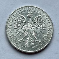 Монета СЕРЕБРО Польша 10 злотых 1932 год Ядвига ( знак м.д) ОТЛИЧНЫЕ