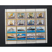 ОАЭ Аджман. 1973 г. Авиапочта. Старые и современные корабли. Флот, полная серия, лист (малый размер) #0002-Т1P1