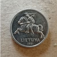 Литва 1 цент, 1991 год, KM# 85, ю