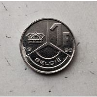 1 франк 1990 года Бельгия (надпись на голландском "BELGIЁ"). Король Бодуэн 1(1948-1993).