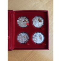 Беларусь 20 рублей 2009 3 Мушкетера Комплект из 4-х монет в футляре Ag925 Серебро