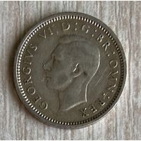 Монета Великобритания 3 пенса 1940 год. Георг VI. Серебро