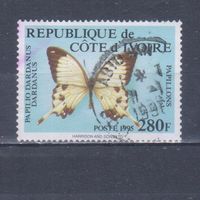 [198] Кот д'Ивуар 1995. Фауна.Бабочка. Гашеная марка.