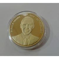 Настольная юбилейная медаль "Барак Обама". США. Диаметр 3.2 см.