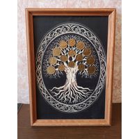 Денежное дерево. Панно из монет.