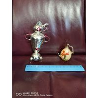 Елочные игрушки СССР самовар и чайник самая привлекательная цена трёхдневный аукцион