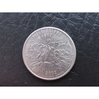 1\4 доллара,2002 Миссисипи. США.