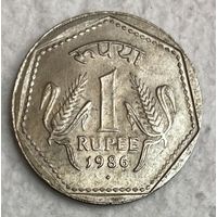 Монета 1 рупия Индия 1986 Львы флора С рубля без МЦ.
