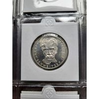 5 марок 1975 G Альберт Швейцер! Штемпель! Серебро 11.2 грамма 625 пробы 0,311 унции! ВОЗМОЖЕН ОБМЕН!