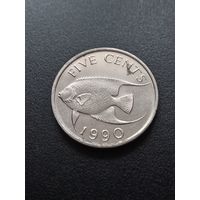 Бермуды (Бермудские острова) 5 центов 1990 г. -  рыба