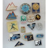 Значки спортивные "Коньки" СССР - 16 шт.