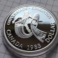 1 доллар Канады 1983 года. 12  Уневерсиада в Эдмонтоне. Серебро.