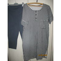 Платье домашнее черно-белое. Р.54+лосины