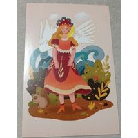 Посткроссинг. Открытка "Царевна Лебедь", худ.Екатерина Котенева (10х15). Прошла почту. Художественные марки, чёткий штемпель.