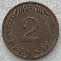 Германия 2 пфеннига 1965 г. D