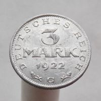 Германия  3 марки  1922 G 3-я годовщина Веймарской конституции
