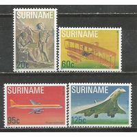 Нидерландский Суринам. 75 лет моторному самолёту. 1978г. Mi#849-52. Серия.