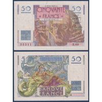 Франция, 50 франков 1947 г., P-127b (J, математик Урбен Леверье), VF-