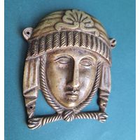 Мебельная накладка "Маскарон", бронза, 19 век. 8х10 см.