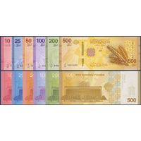 Сирия, 10 25 50 100 200 500 фунтов 2025 г, P-W119/P-W124 (A, комплект из 6 банкнот), UNC