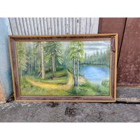 С рубля! Пейзаж Берёзы СССР. ДВП масло. 95 на 60