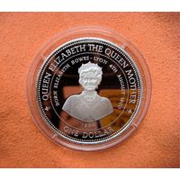 1 доллар 1994 Барбадос. Елизавета. Королева-мать. 94 года со дня рождения. Серебро