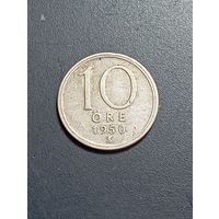 Швеция 10 эре 1950 года .