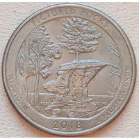 США 25 центов (квотер) 2018 P Pictured Rocks Michigan