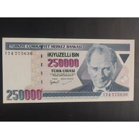 Турция. 250 000 лир (образца 1998 года, P211, UNC)
