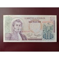 Колумбия 10 песо 1980
