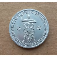 Германия (Веймарская республика), 3 марки 1925 г., серебро 0.500, 1000-летие Рейнской области