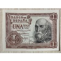 Банкнота Испании 1 песета. 1953 год. НЕ БЫЛА В ОБОРОТЕ