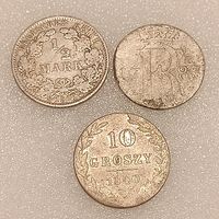 Лот монет #10 " Европа", 3 шт. 1/2 марки 1907 А, 1/12 талера 1783 А, 10 грошей 1840.