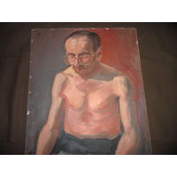 Картина Портрет маслом на картоне,двухсторонняя Н/Х.70-е г.С рубля.