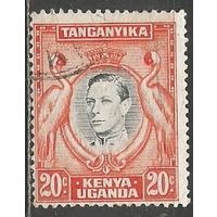 Кения Уганда и Танганьика. Король ГеоргVI. Венценосный журавль. 1938г. Mi#60.