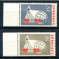 Нидерландские колонии - Суринам - 1966г. - международное телевидение - 2 марки - полная серия, MNH, 1 марка с незначительным дефектом клея [Mi 505-506]. #3-WB-83-A-1