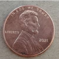 США 1 цент 2021 год, без отметки монетного двора, KM# 468