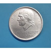 Германия. 5 рейхсмарок. 1929 год. Веймар. Лессинг. Отличная! Серебро