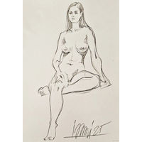 "Обнажённая сидящая" набросок а4