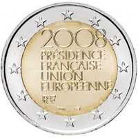 Франция 2 евро 2008 года. "Председательство Франции в Европейском Союзе во 2-ой половине 2008 года". Сторгуй за свою цену, предложи обмен!