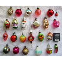 Набор елочных мини-игрушек. Стекло, СССР