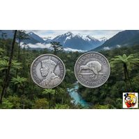 Новая Зеландия 1 флорин 1935 года. Георгий V. Серебро! Сторгуй за свою цену, предложи обмен! S50