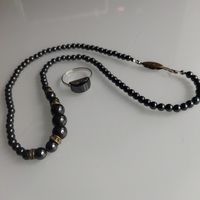 Винтажный сет. Колье и серебряное колечко. Гематит