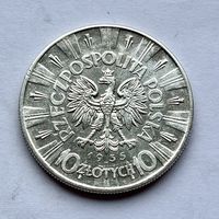 Монета СЕРЕБРО Польша 10 злотых 1935 год ПИЛСУДСКИЙ ОТЛИЧНЫЕ