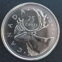 Канада 25 центов, 2014 Елизавета II, UNC. (1.1.6)