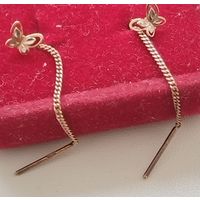 Серёжки детские, 925 серебро в позолоте.