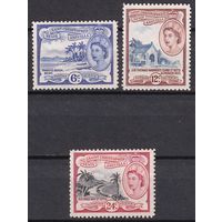 61.BrK. Великобритания. Колонии. Сент Кристофер Невис и Ангилья. Местные мотивы. Елизавета II. 1954 г. Mi##119/121-122.