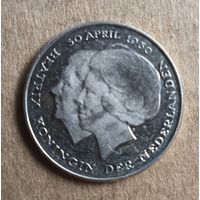 Нидерланды 1 гульден, 1980 г., Коронация Королевы Беатрикс, KM# 200